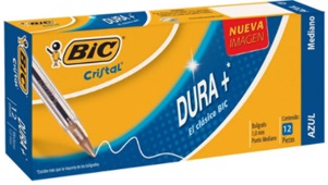 BIC HARD CRYSTAL PEN + MEDIUM POINT 1.0 MM BLUE 12 PIECES