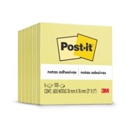 POST-IT STICKY NOTES, YELLOW, 7.6 CM X 7.6 CM, 6 PADS