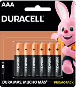 DURACELL PROMOPACK AAA BATTERIES WITH 4 BATTERIES + 2 PIECES