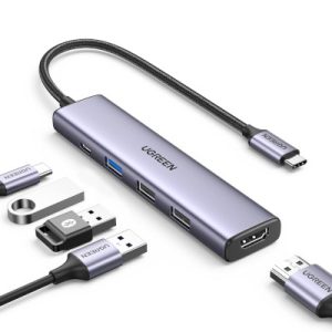 UGREEN HUB USB-C 3.0, 2X USB 2.0, 1X HDMI, 5 GBIT/S, GRAY